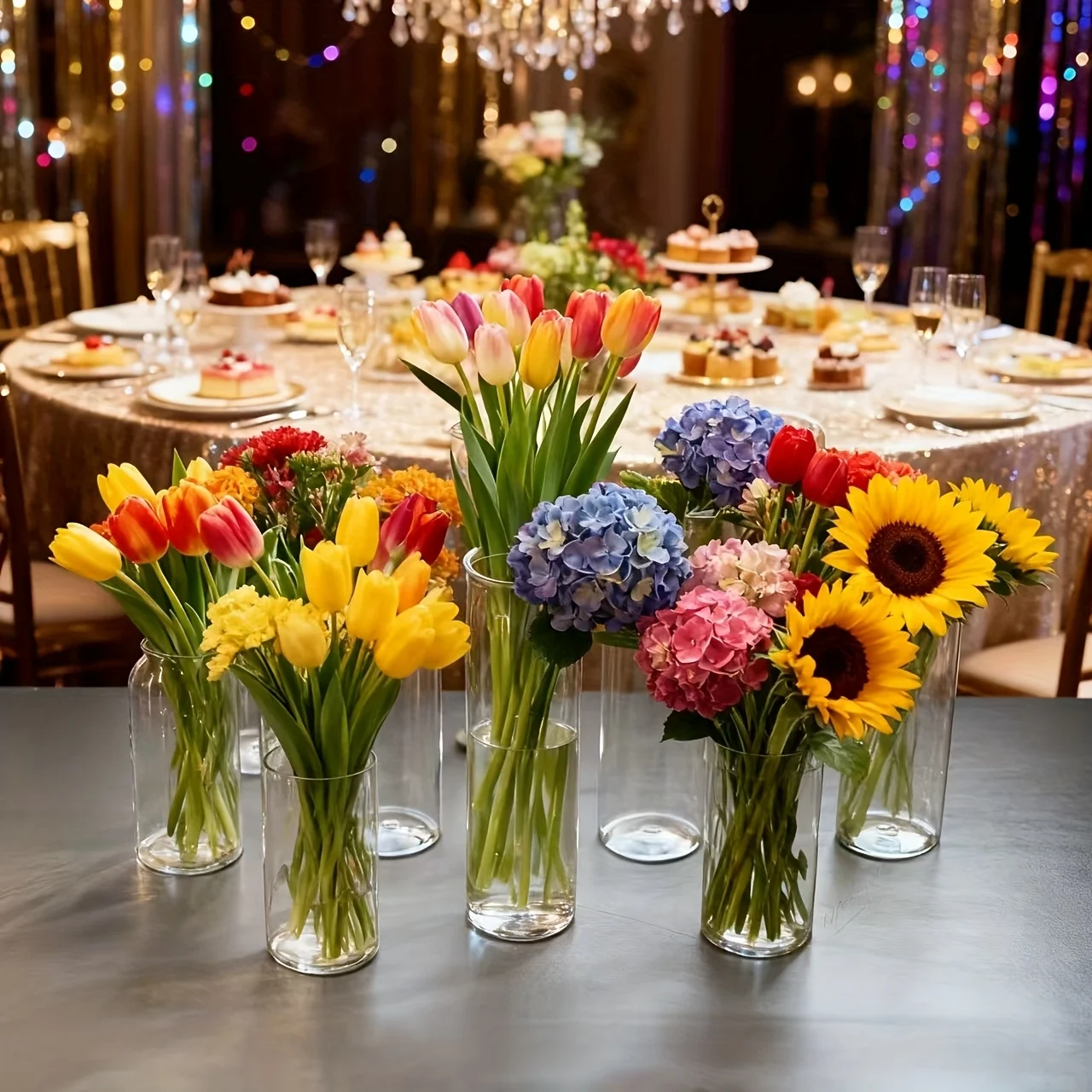 1Pcs Acrylic Cylinder Flower Vase Shatterproof Plastic Vases Clear Transparent Large Vase Tall Home Decor Items Home Decorations