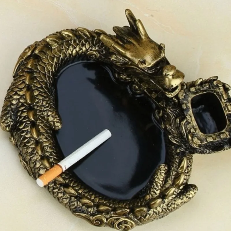 

Resin Dragon Ashtray Portable Cigar Ashtray Indoor Outdoor Stand Lucky Animal Fancy Ornaments Multi functional Bedside Ashtray