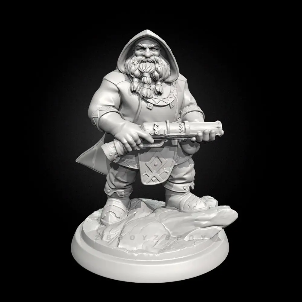 25mm 38mm 50mm Dwarf Artillerman Resin Soldier White Model Assembly Model 3D Printed DIY Coloring Figurines Miniatures