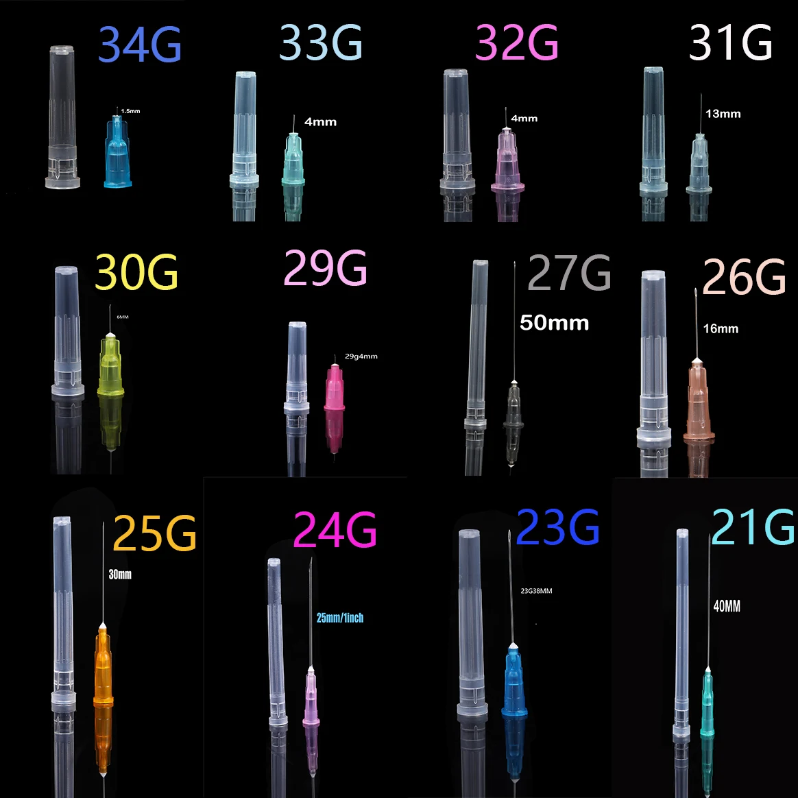 Disposable Ultra Fine34G33G32G31G30G29G27G26G25G24G23G21G20G19G18G16G 4/6/8/13/16/20/25/30/38/40/50mm Painless Cosmetic Needle