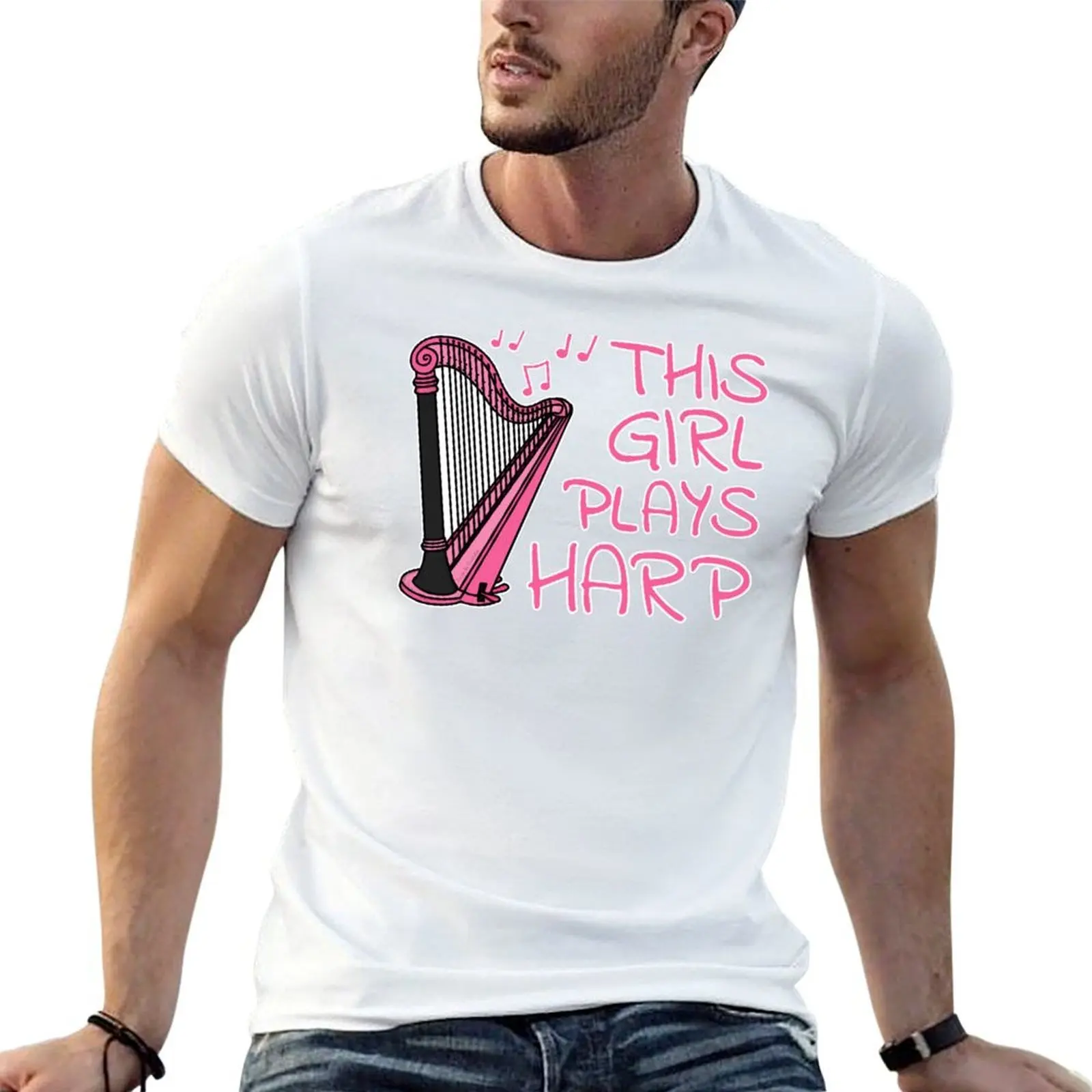 This Girl Plays Harp, Harpist, Female String Musician T-Shirt t shirts for man graphic tees man t shirts for men casual T-Shirt