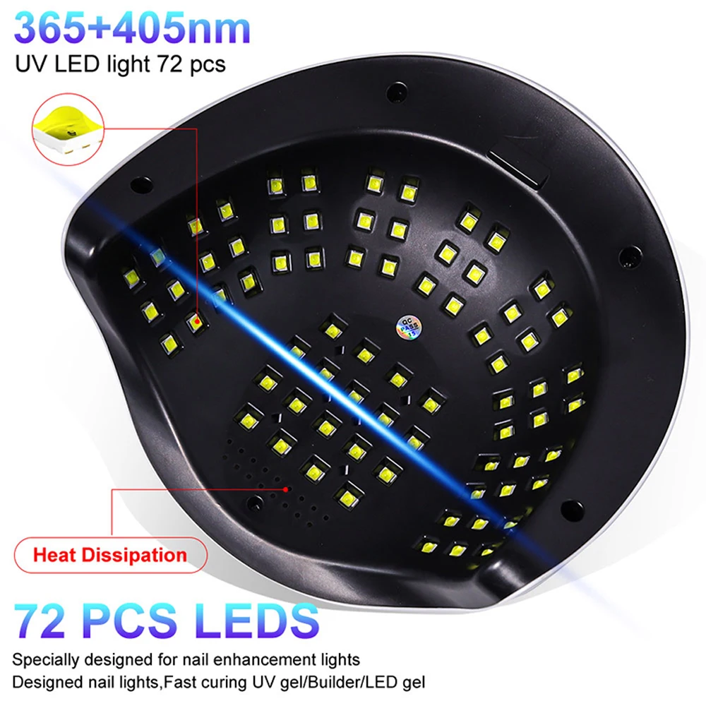 Nail Lamp Dryer 72 LEDS Beads Dual Source UV/LED High Power Lamp For All Nails Gel Polish Phototherapy Light For Manicure Salon