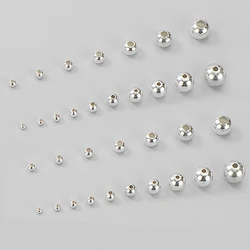 Wholesale 100% Real 925 Silver Round Beads Spacer Beads Accessories Silver Bead for Bracelet Necklace Jewelry Making Findings