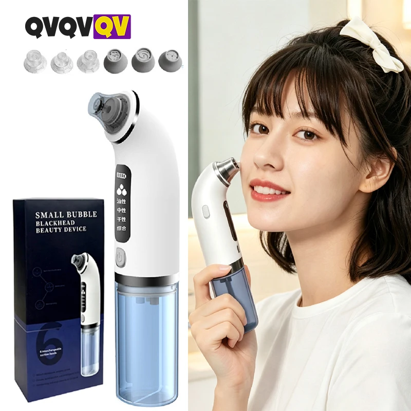 Blackhead Remover Pore Vacuum with 4 Suction Levels, 6 Probes Portable Facial Pore Cleaner - Rechargeable Blackhead Remover Tool