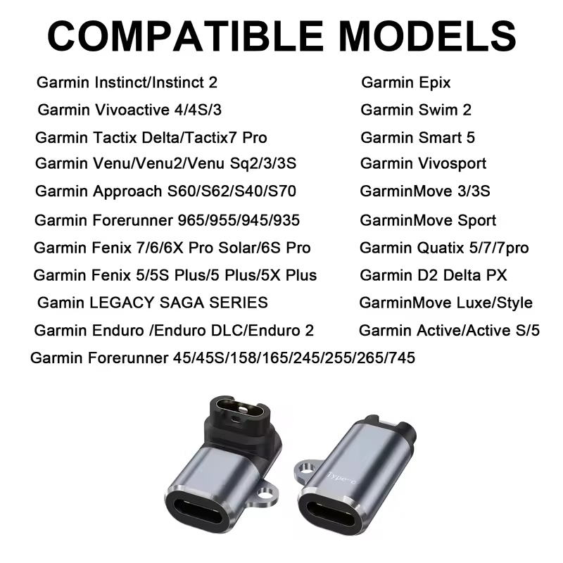 Type C Charger Adapter For Garmin Fenix 7 6 6X 5S 5X Plus/Instinct 2/Venu 2/Vivoactive 4 3/Forerunner 965 955 945 935 Converter - Image 2