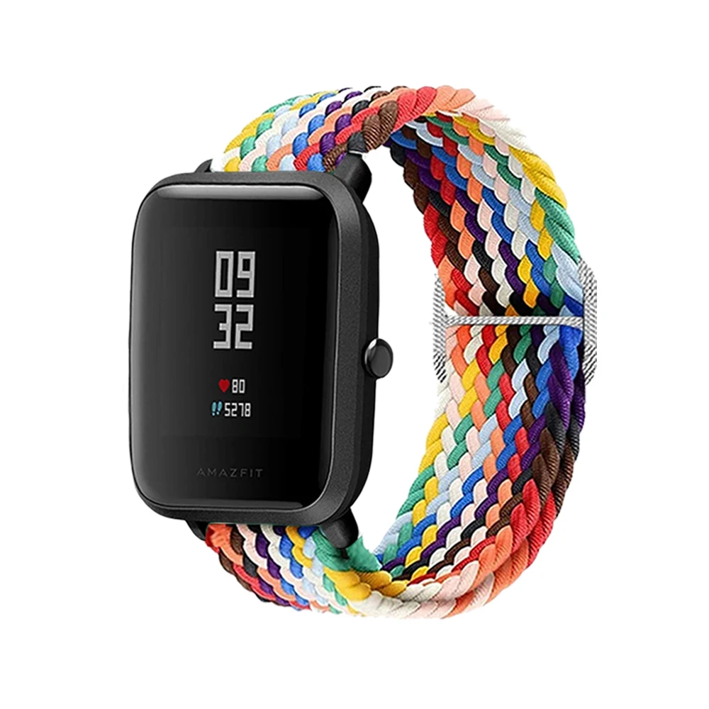 20mm Stretch Braid Nylon Watch Band for Huami Amazfit GTS 2 2e 3 4/ Gts 2 Mini/ Bip 3 Pro/ Bip U Pro Strap Watchband Bracelet