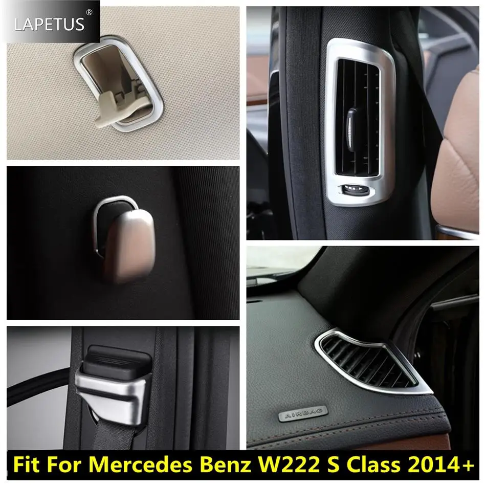 Auto Pillar B Air AC Vent / Window Hook / Seat Belt Cap Cover Trim For Mercedes Benz W222 S Class 2014 - 2020 Matte Accessories