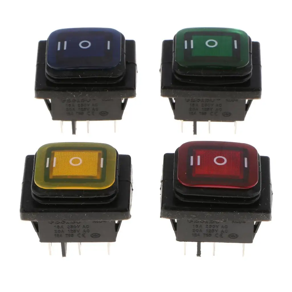 Waterproof Rocker Toggle Switch 6 Pin 3 Position on Off on 250VAC for Truck Car Marine Use