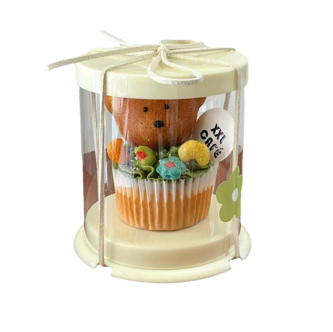 10Pcs Round Clear Cake Box for 2 inch Transparent Bakery Package Gift Boxes Cupcake Cookies Boxes with Lid for Carry Tall Layer
