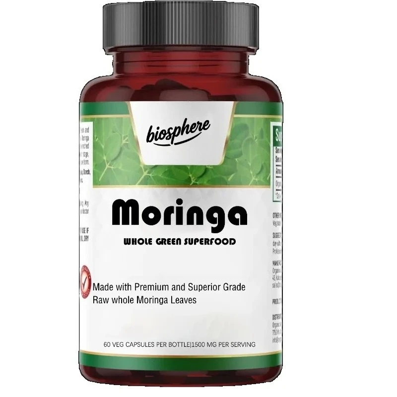 

Organic Moringa Leaf Capsules 1500mg - Metabolism, Energy and Health Support