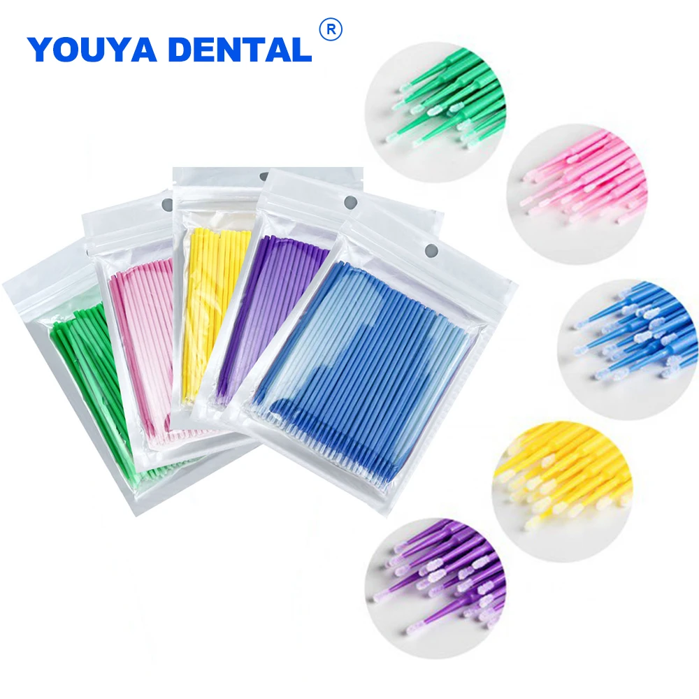 100pcs/bag Disposable Dental MicroBrush Long Micro Applicator Brush Oral Dentistry Odontologia Extension Tools Teeth Whitening