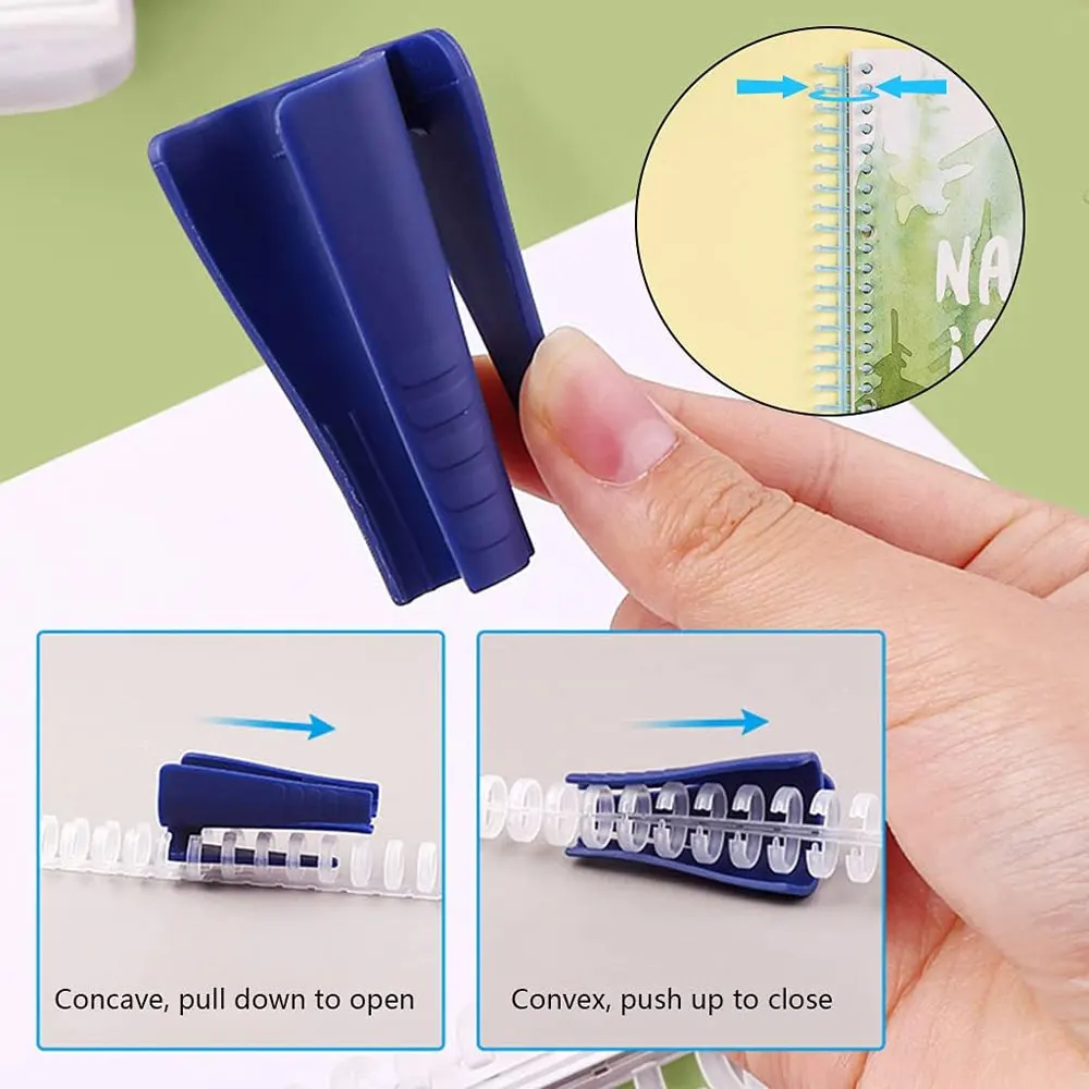 1PC plastic binder ring opener, used for opening and closing binder binding wire combs, labor-saving and convenient.