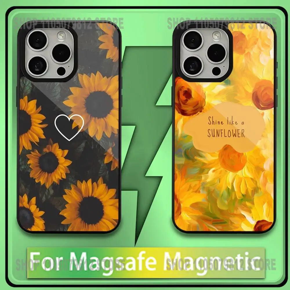 

Sunflowers Printed Matte Phone Case For iPhone17,16,15,14,13,12,11,Plus,Pro,Max,Mini Soft Magesafe Magnetic Wireless Charge