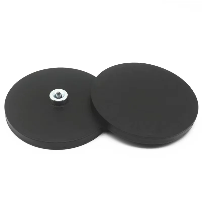 D66mm Rubber Coated Magnet M6/M8 Flat Base suction cup tool scratch resistant magnet Strong magnetic rubber base Neodymium