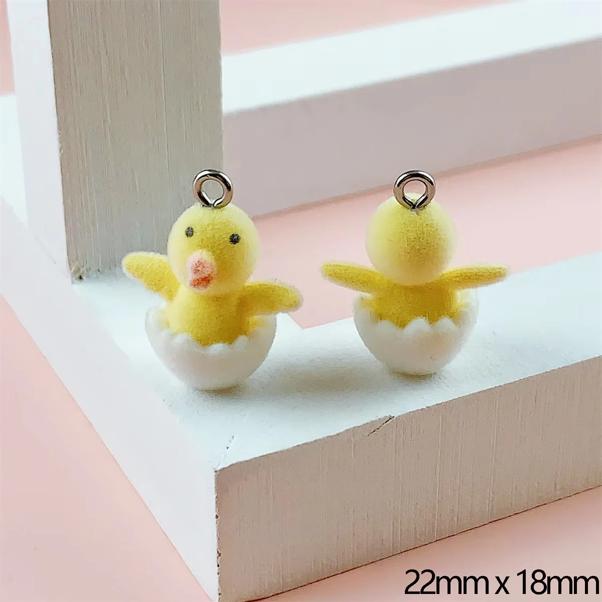 30PCS 3D Resin Flocking Eggshell Chicken Charms Dolls Pendants for Necklace Earrings Making DIY Jewelry Accessories Wholesale