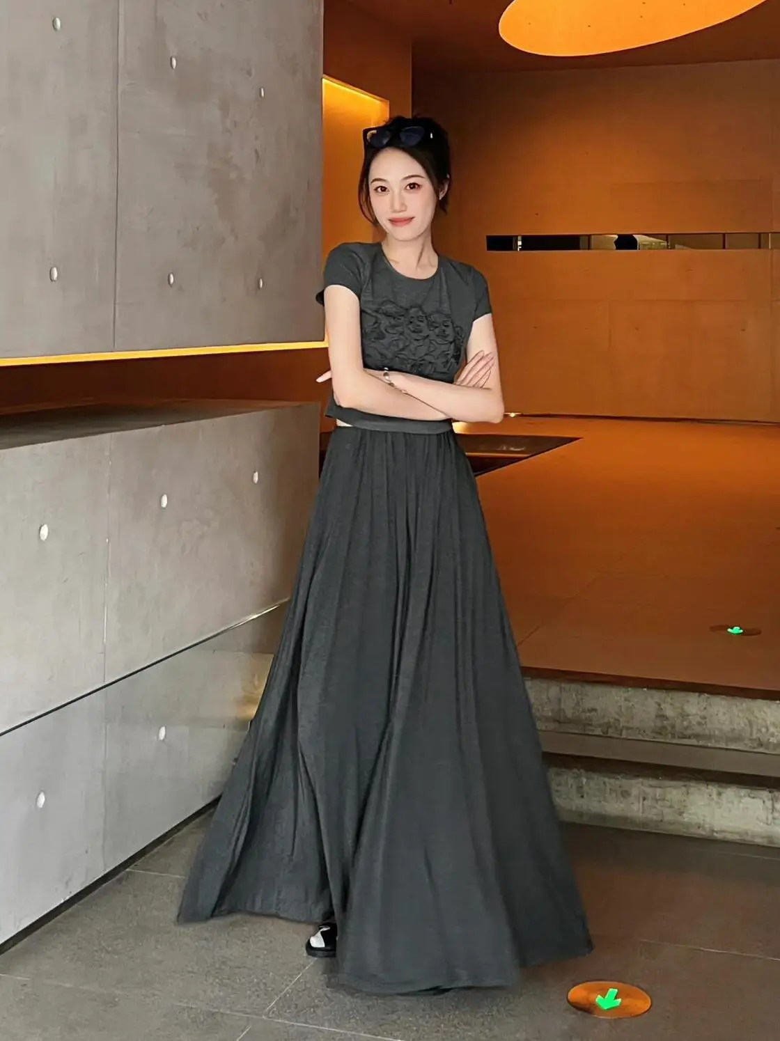 Jupe mi-longue en mousseline de soie pour femmes, longueur cheville, allongée, élégante, amincissante, longueur f, polyvalente