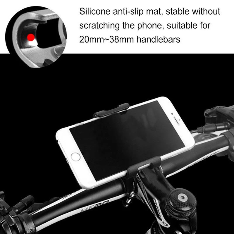 1pcs Bike Phone Holder 360 Degree Rotatable Metal Alloy Motorcycle Cellphone Fixed Mount Nonslip GPS Navigation Bracket Bracket