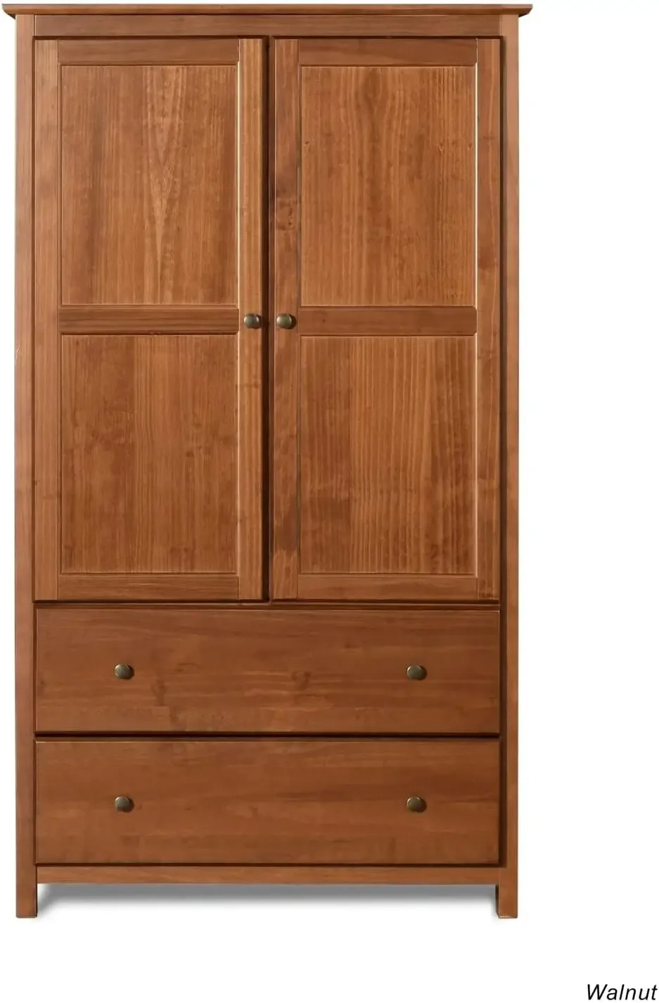 Shaker 2 Door Wardrobe Solid Wood with Walnut Finish
