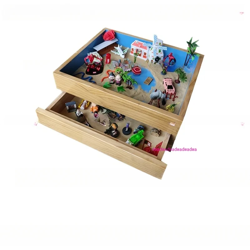 

Psychological Counseling Room Sand Set Family Children Portable Play Drawer Double Play Table Box Ornament