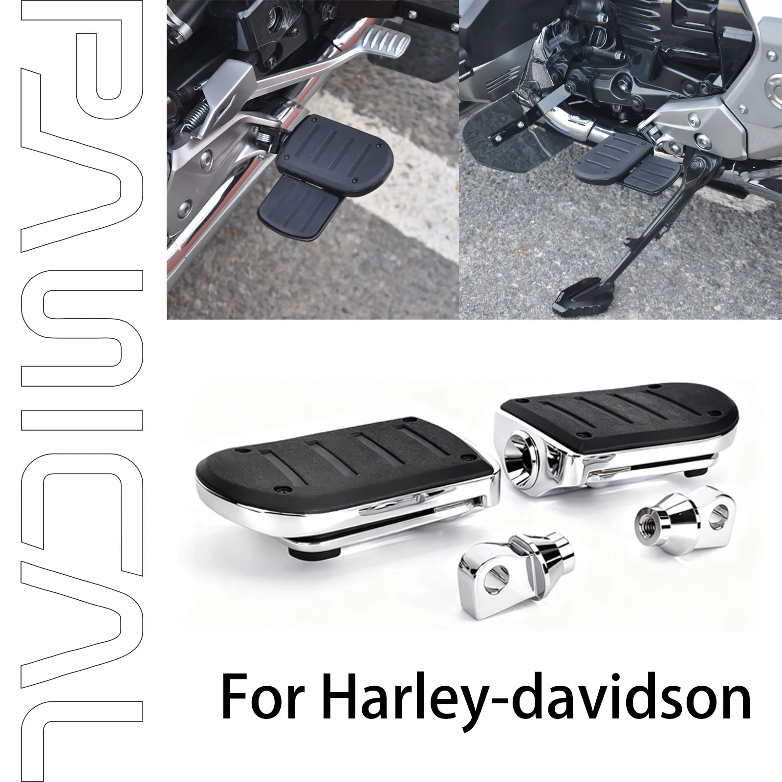 

PANICAL For Harley-davidson Pedal Footrest Enlarged Modified Highway Pegs Foldable Chrome Black