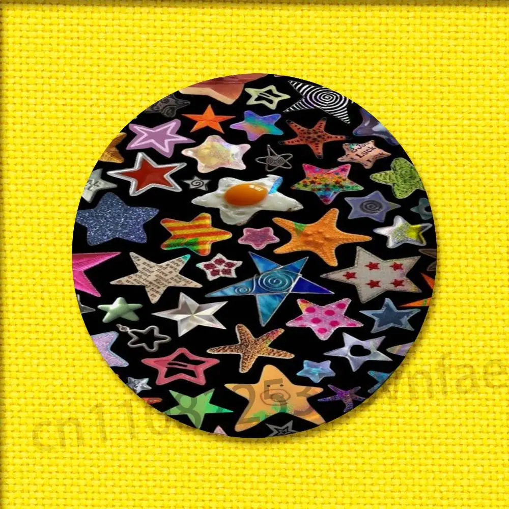 شارات نجمة ملونة 32 مللي متر 25 مللي متر 44 مللي متر 75 مللي متر 58 مللي متر دبوس مستدير قبعة بروش قبعة تذكارية تأثيري هدية زينة #4