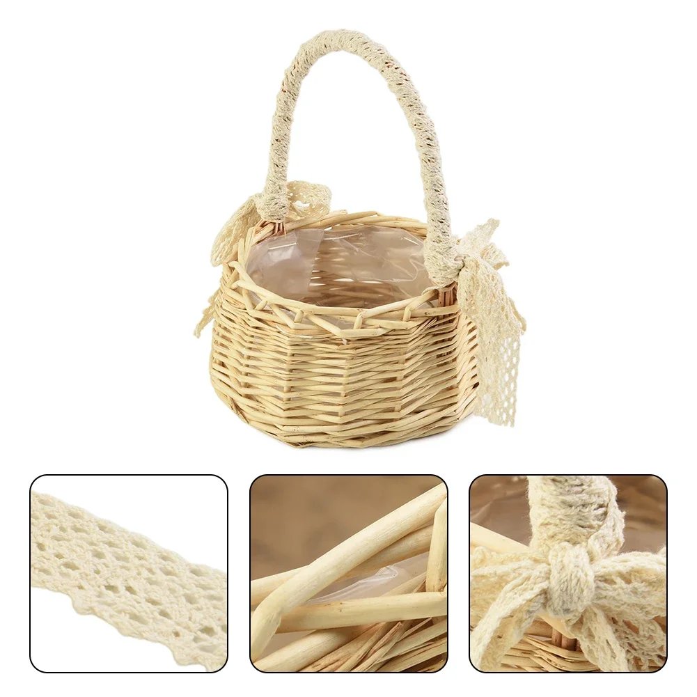 Wicker Storage Basket. 3 Size Shopping Basket Storage Flower Flower Pot Food Gifts Girl Picnic Retro High Quality