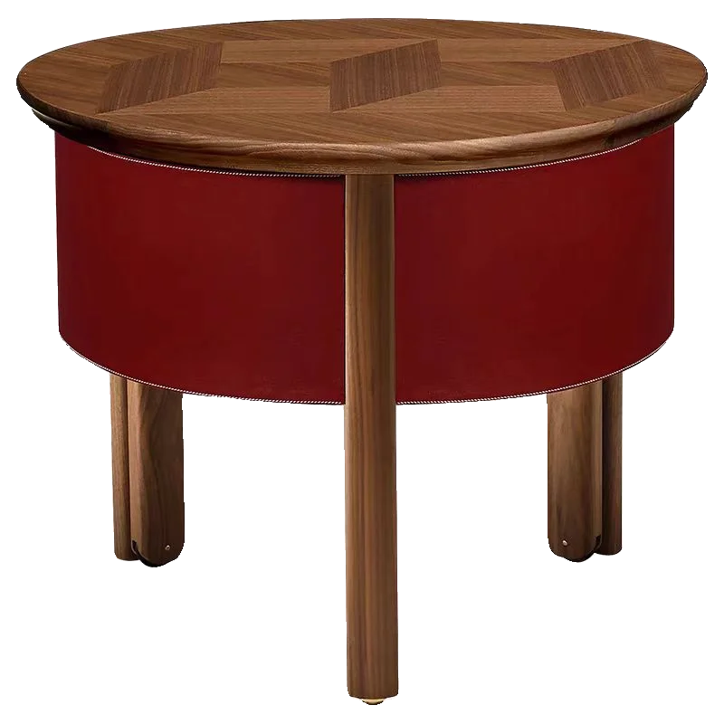 

Simple solid wood edge few walnut sofa small round table designer balcony round storage coffee table tea table