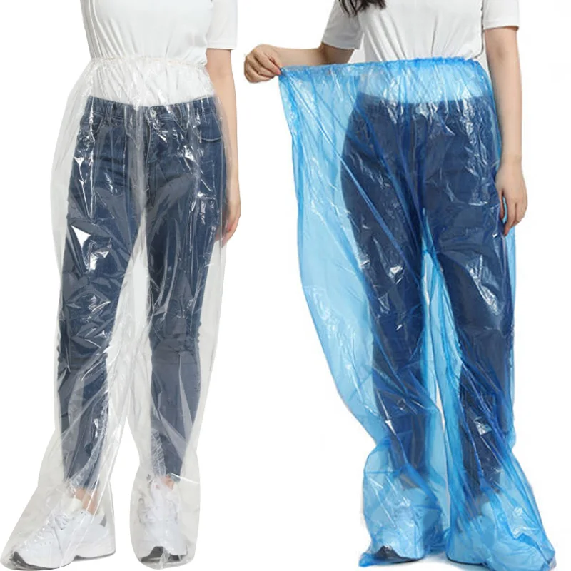 Pantalones de lluvia desechables para viajes al aire libre, paquete grueso de ciclismo, impermeable, pantalones divididos, chubasquero transparente para turismo