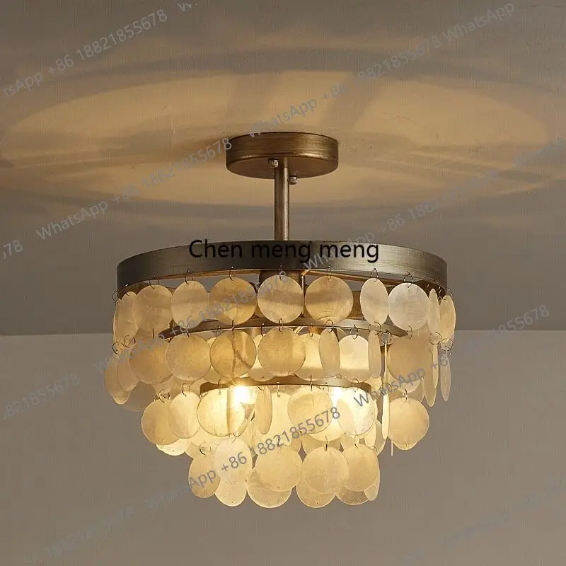 American medieval bedroom dining room half chandelier retro silver old French bed and breakfast ceiling lamp