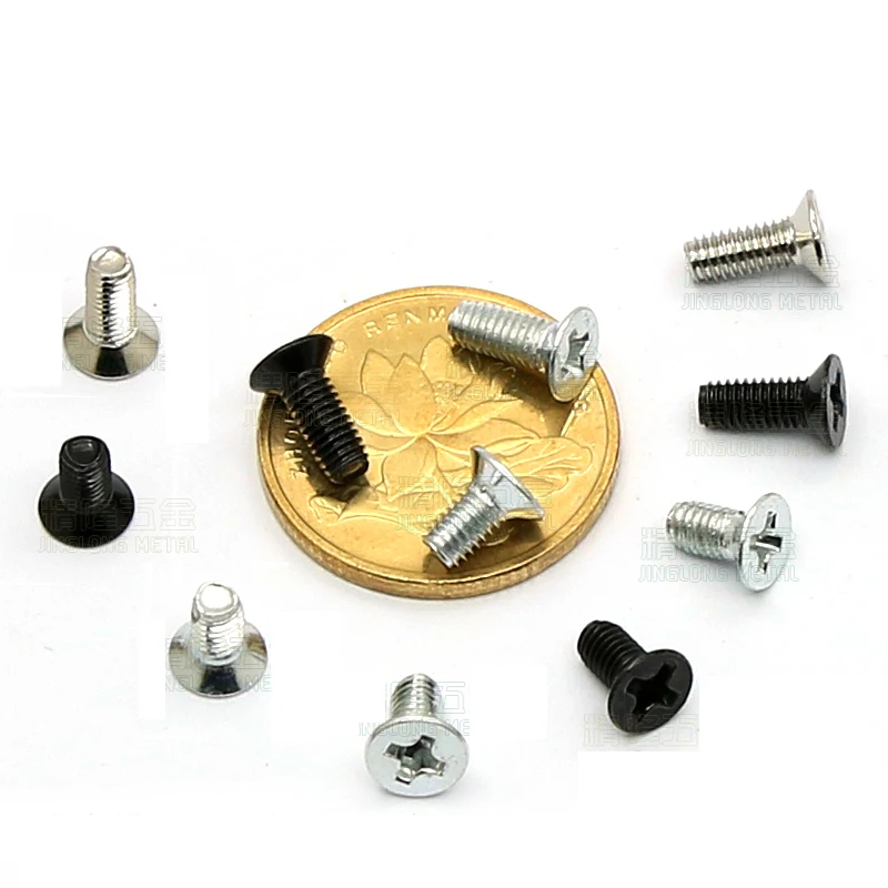 

100Pcs M3 M4 Cross Phillips Flat Bolt Countersunk Head Self-tapping screw Screw Nickel/Zinc Plated Steel L=6/8mm Furniture Bolts