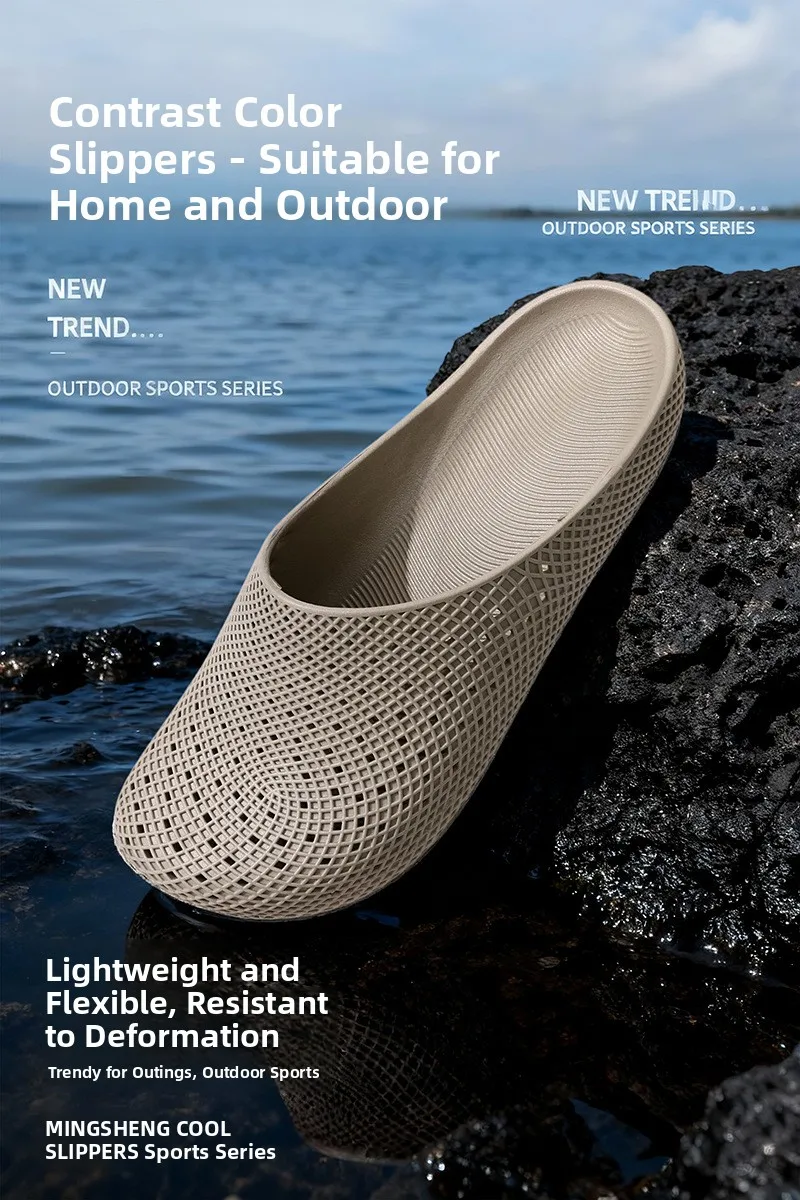 Sommerliche, atmungsaktive, leichte Herren-Clogs mit Belüftungslöchern, rutschfeste Outdoor-Slip-On-Sandalen, halb geschlossene Freizeitschuhe für die Arbeit. – Detail 4