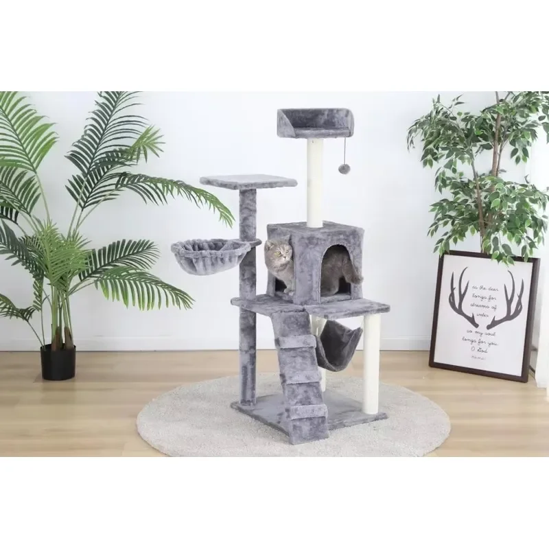 Petstar Luxury Pet Scratch Tower Multifunction Wood Cat Climbing Tree Condo