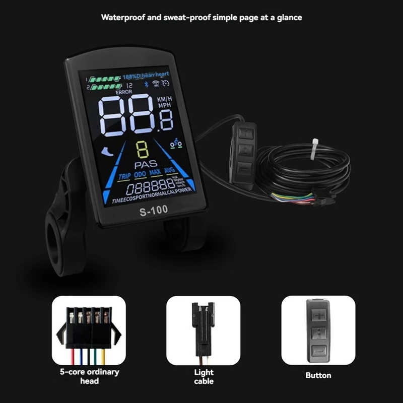 New Mountain Bike Lithium-Ion Power Conversion Parts S-100 Color LCD Meter With Tri-Mode 26A Controller Set