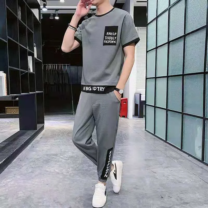 Top Spodnie Zestawy Cool Basic Tracksuit Regular Fit Tanie Męskie T-Shirt 2-częściowy Strój Sportowy Elastyczne Ubrania S dla Mężczyzn