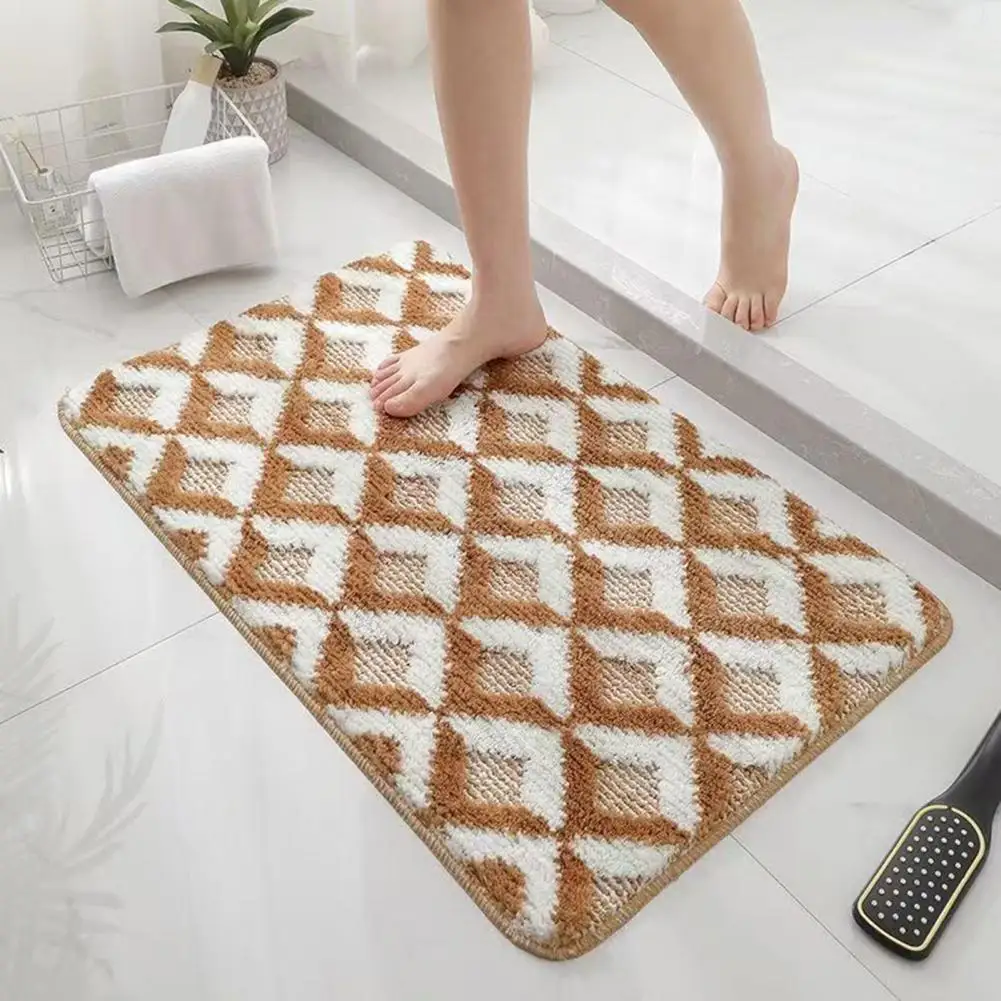 

Jacquard Bathroom Rug, Plush Fluffy Bath Mat, Quick Dry Absorbent Non-Slip Door Mat for Entrance Bathroom Kitchen Bedroom