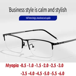 Business Myopia GlassesRimSuper Light Retro Frame Half Frame Glasses Degrees Anti-Blue Light Frame