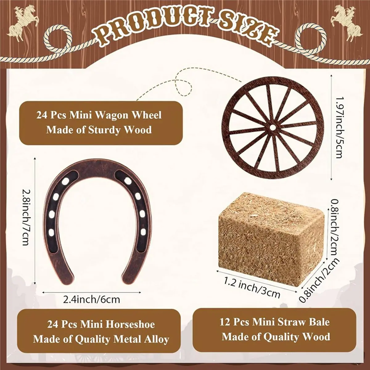 A56X 120 Pieces Western Party Supplies Vintage Table Centerpieces for Lucky Horseshoe Wedding Party Favors Cowboy Decorations