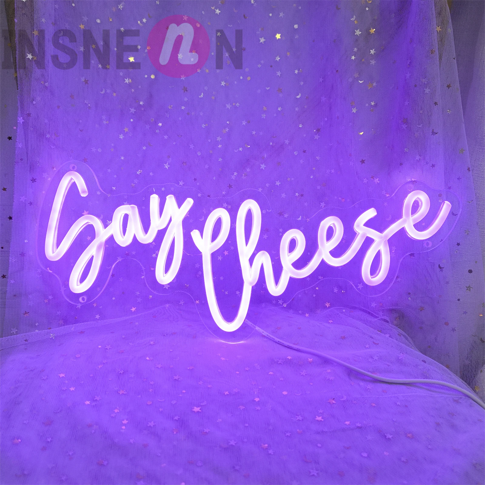 Светодиодная вывеска Say cheesed-Neon, фиолетовая, для салона красоты, настенного рисунка, логотипа бизнес-магазина, неонового освещения для помещений