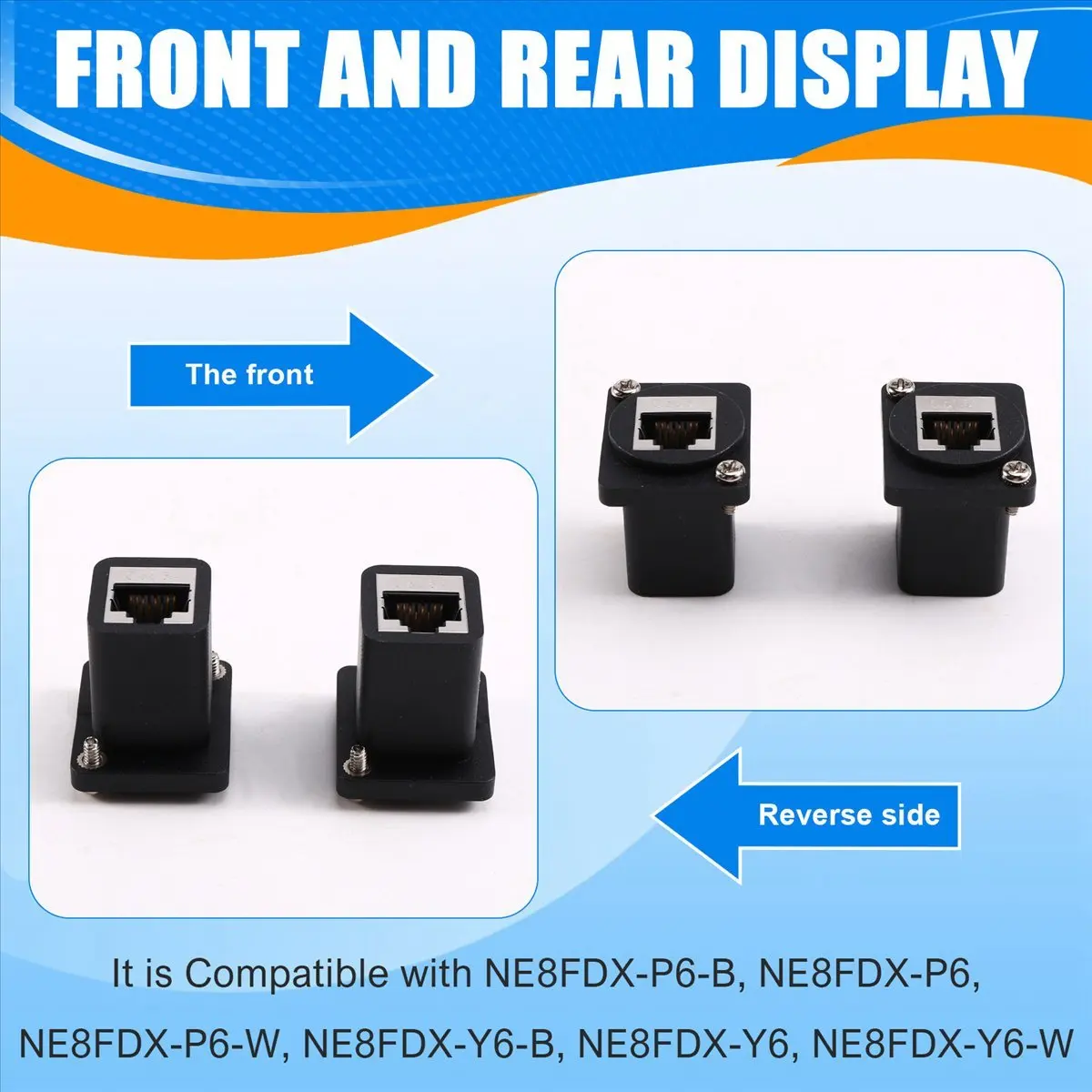 2Pcs Ethernet GigE RJ45 Cat 6A EtherCON Feedthru Modular Panel Connector for EH Series NE8FDX-P6