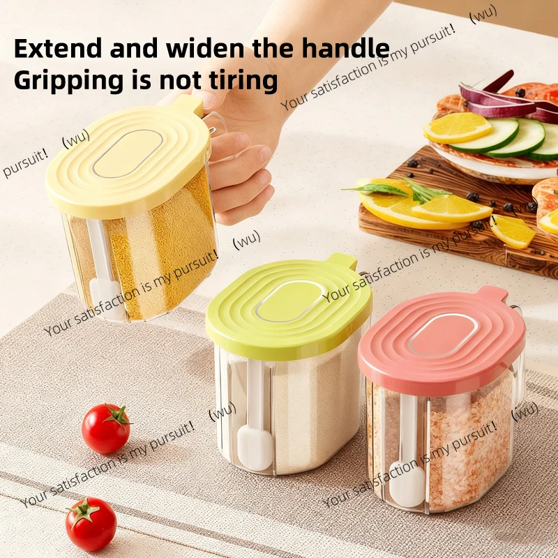 Kitchen Seasoning Jar with Spoon Sealed Moisture-Proof Plastic Seasoning Box for Household Stir Fry Storage 1/2/3pcs Set
