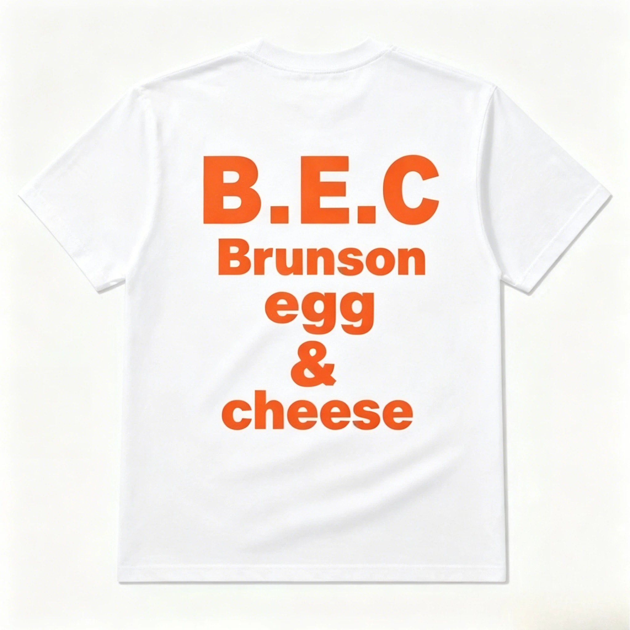 Funny B.E.C Brunson Egg & Cheese Letter Print Tee Unisex Soft Cotton Basketball Sports Oversized Daily Tops
