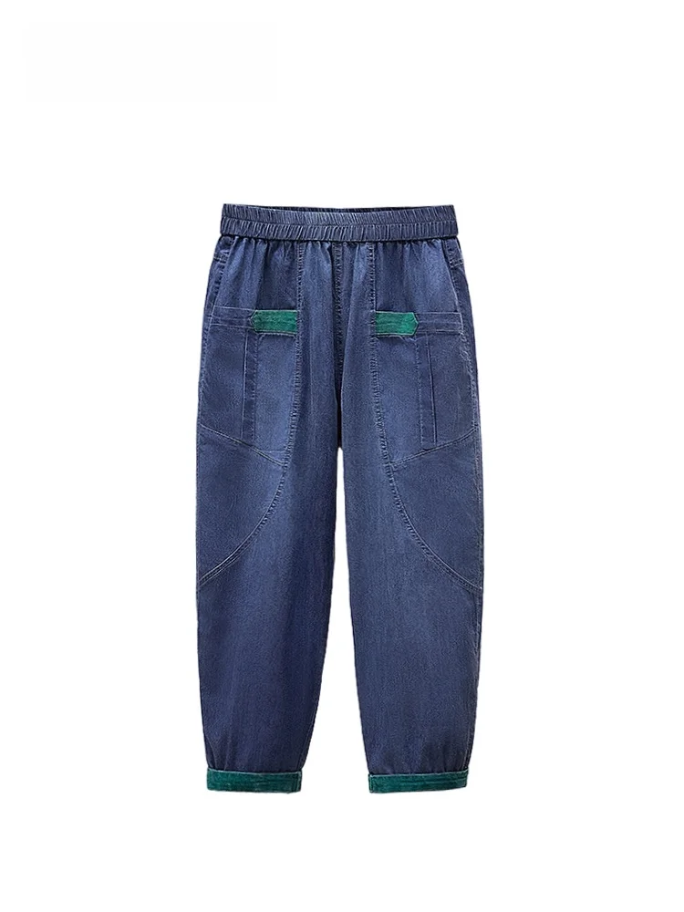 

Джинсы женские с высокой талией больших размеров, повседневные, стройнящие, фасон «галифе», модные, весенние, новые, прямые брюки для женщин