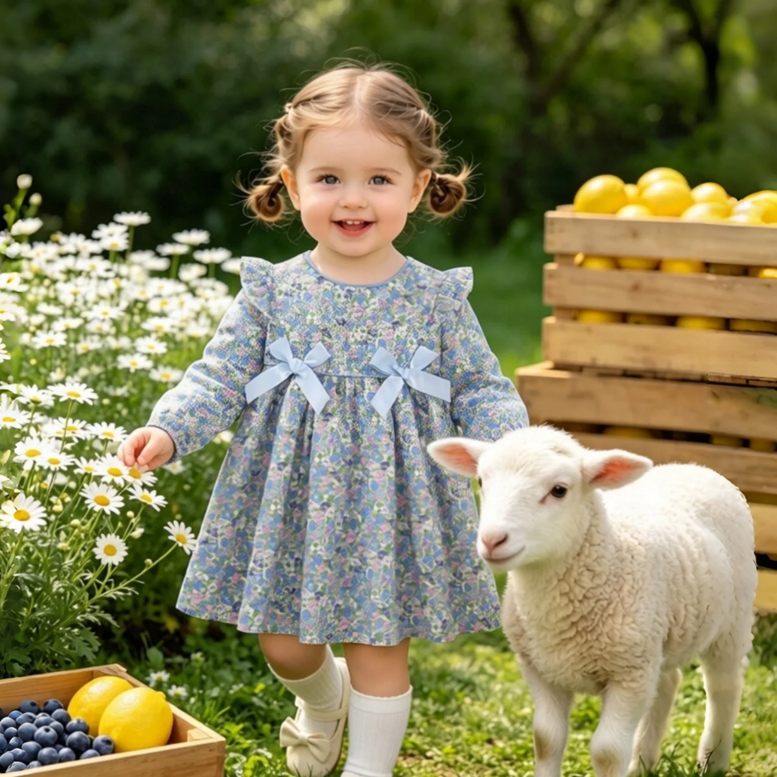 Autumn Winter New Baby Girl Dress Long Sleeves Korean Style Floral Patterns Daily Outings Children's Clothing 9 Months-4 Years