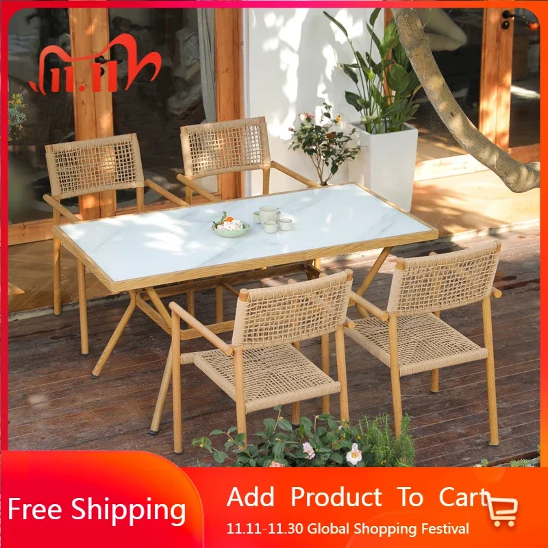 

Retro Rattan Garden Furniture Sets Waterproof Sectional Minimalist Patio Garden Furniture Sets Balcony Moving Mueble Decorations