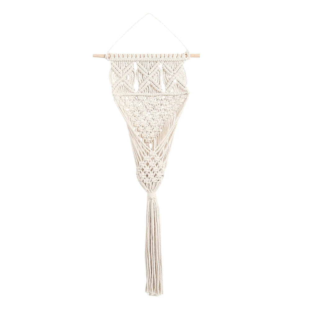 

Woven Hanging Plant Holder Cotton Rope Wood Flower Pot Decor Bohemian Style Tapestry Planter Basket