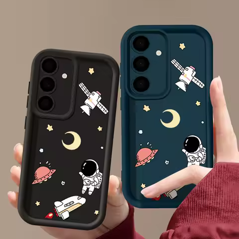 Satellite Astronaut Case For Samsung Galaxy S25 S24 Ultra S23 Plus S22 S21 S20 FE A15 A16 A26 A34 A35 A36 A54 A55 A56 5G Capa