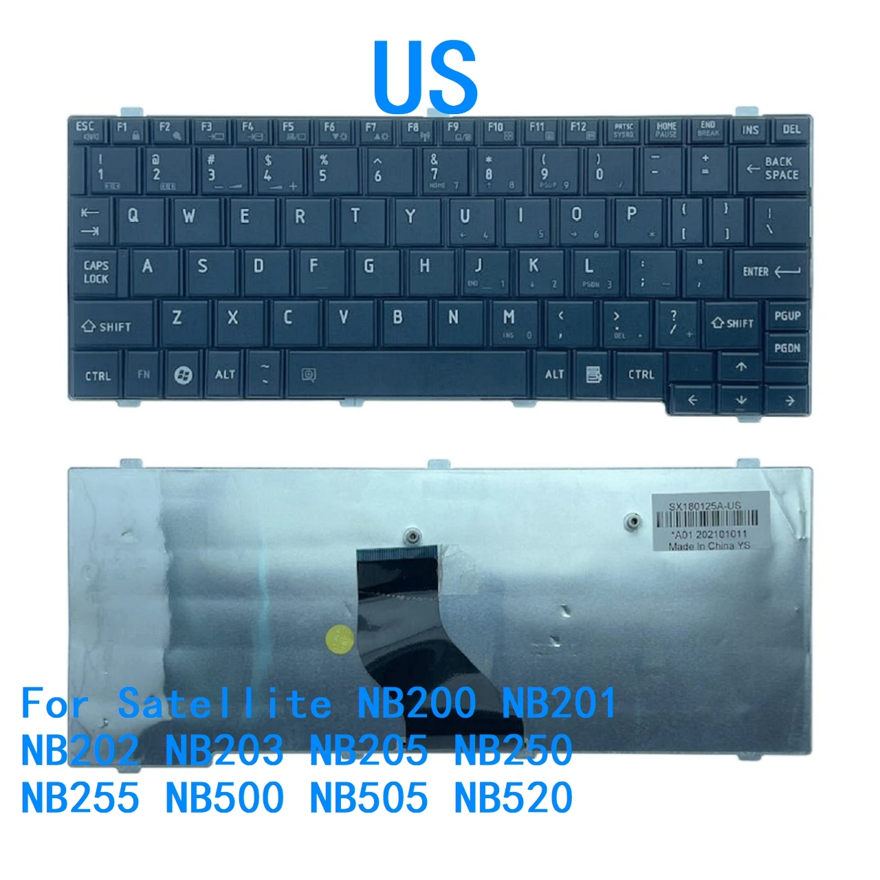 Nuevo teclado en idioma estadounidense para Toshiba Satellite NB200 NB201 NB202 NB203 NB205 NB250 NB255 NB500 NB505 NB520 teclado de repuesto