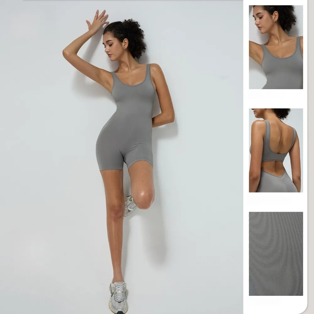

Short Sports Jumpsuit Sleeveless Gym Set Women Yoga Rompers Workout One-piece Suit Sexy Backless Outdoor Jumpsuit