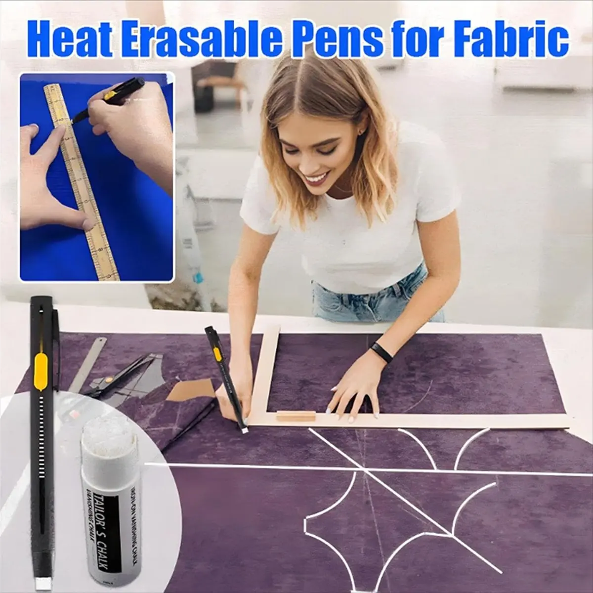Reliable- Heat Erasable Fabric Marker for Sewing, Embroidery, Quilting, Washable Erasable Refill Marker Pen(2 Pens + 40 Refills)