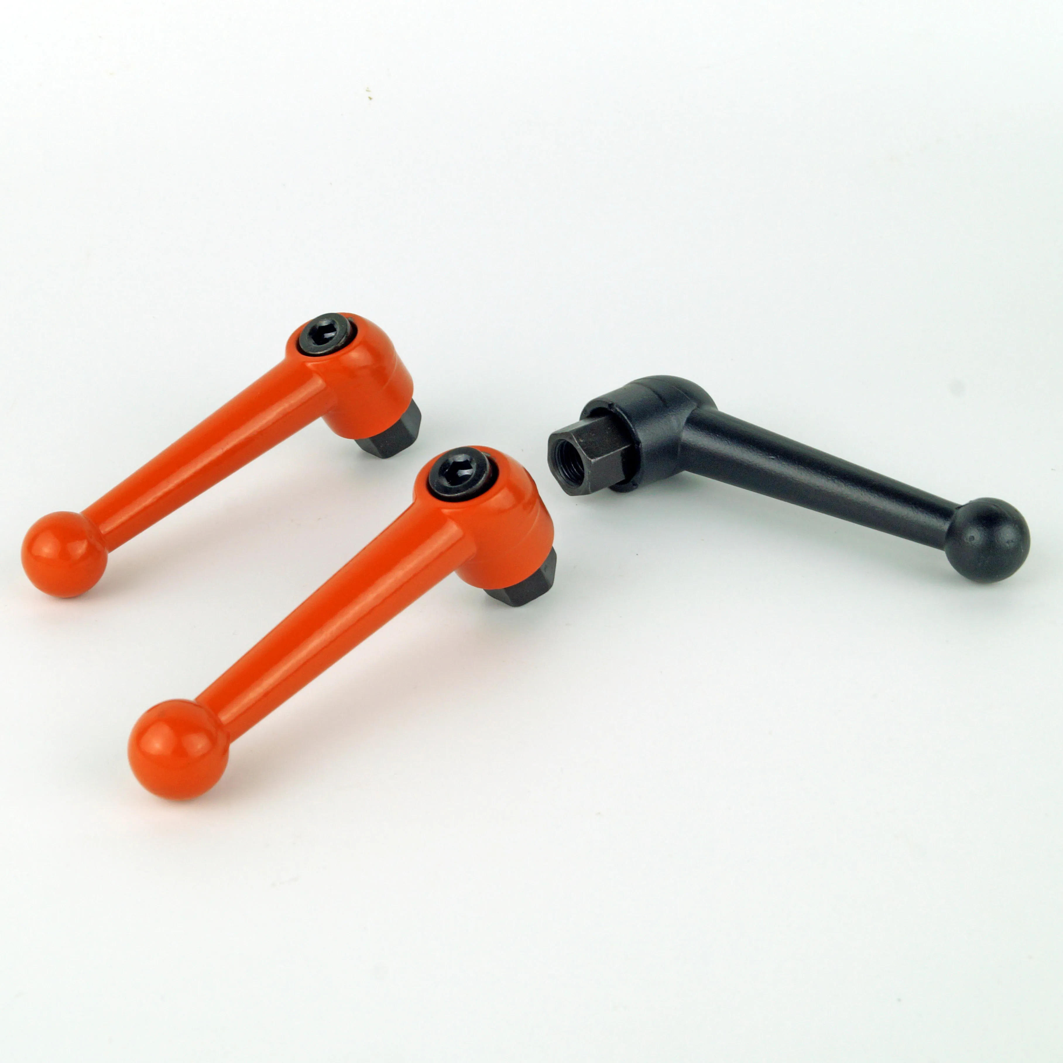 M10 BLACK / Orange zinc alloy solid adjustable handle clamping tension lever arm female threads